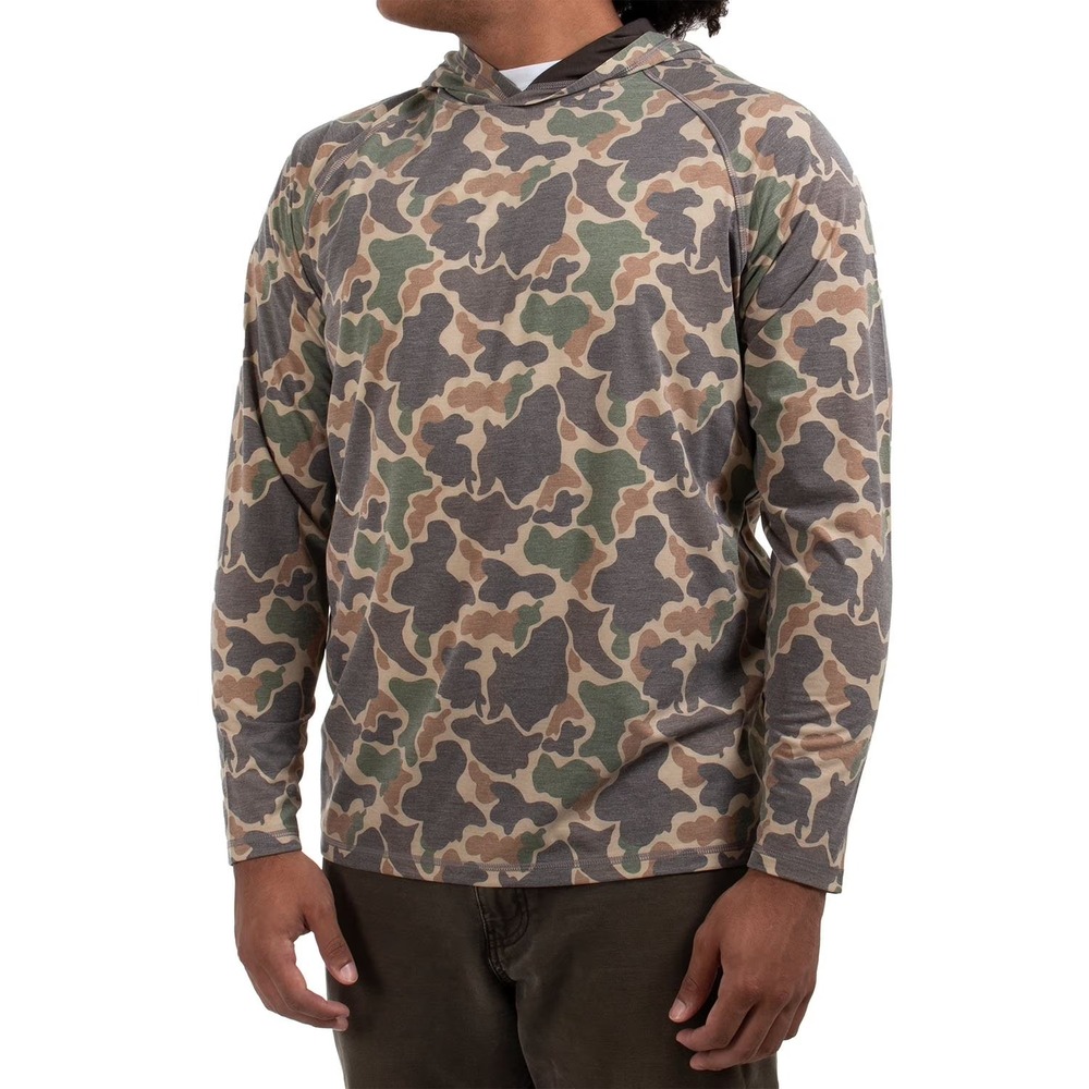 Habit Mens Lightweight Hoodie Camo Pullover Active Bamboo Blend Green Small